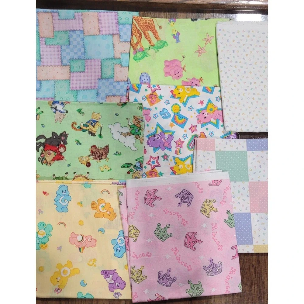9 Assorted Cotton Blend Fabric Material Care Bear Baby